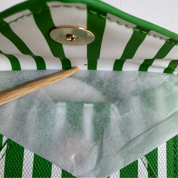 Kate Spade New York x Target Striped Envelope Card Case Green White - Picture 11 of 12